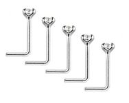 Clear Crystal Nose Studs Pack of 5 Sterling Silver Thin 0.6mm Bar L Shape (5X 2mm)