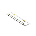 Viking Brass Glass Shelf with Rail - Stylish and Functional Wall Brackets - 450mm (18") Length,Height 120mm (4-3/4″) 8mm Thickness, Transparent Finish -Ideal for Bathroom and Kitchen (Gold)