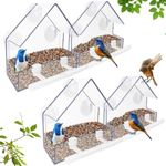 WLLKOO Window Bird Feeder 4 Pack, Bird House for Outside with 4 Rod, Small Acrylic Window Bird Feeder with Strong Suction Cups and Drain Holes 5.9 * 2.4 * 5.9 in