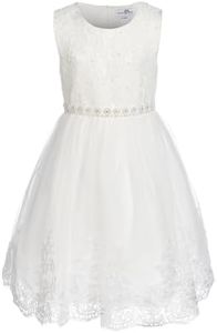 Happy Girls Vestito Festivo con Top in Pizzo Occasioni Speciali, Natur, 104 cm Bambina