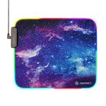 ENHANCE Small Mouse Pad with LED Lighting (13.3 X 10.8 inches) - Gaming Mouse Pad Desk Mat with 7 Color Options, 3 Lighting Effects, Smart Control Button, Non-Slip Rubber Grip - Galaxy