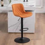 YOUTASTE Modern Camel Bar Stool Set of 1 Adjustable Barstool Luxury Upholstered Single Bar Chair Faux Leather Counter Height Bar Stools Swivel Barstools with Back for Home Kitchen Island