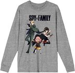 Spy X Family Key Art Crew Neck Long Sleeve Gray Heather Adult Tee