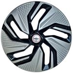 PRIGAN 15 Inch Silver Black Wheel Cover for All 15 Inch Cars, Universal Model Wheel Cap (Set of 4 Pcs) Model- Blaazze Silver Black 15