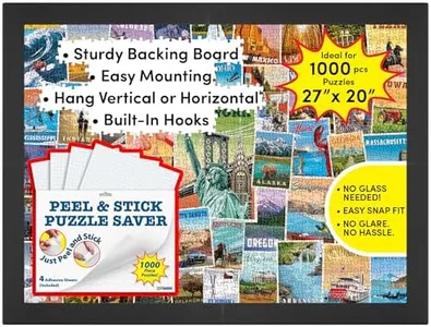 Funwares 20x27 Puzzle Frame – Sleek Matte Black Finish, Easy Assembly, No Glass/Plastic Cover Needed, Perfect for 1000 Piece Puzzles, Secure Fit with Built-In Hanging Hooks