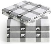 Mellanni Flannel Bed Sheets Set - 4 pc Luxury 100% Heavyweight 180GSM Cotton - Lightweight, Cozy - Deep Pockets, All Around Elastic - Soft, Warm, Breathable(Queen, Gray Animal)