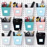 Namalu 12 Pack Peg Board Storage Bins with Labels and Hooks Square Box Shape Pegboard Cup Holder Accessories Pegboard Organizer for Craft Room Wall Holder Workbench(4.7 x 4 x 5 Inch, Colorful)