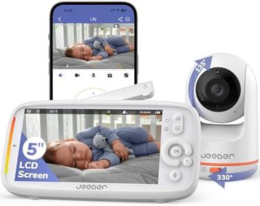 jeeber 2K Wifi Smart Video Baby Monitor with Camera, Phone App & 5'' Screen Control, Motion & Cry Detection, Night Vision, Two-Way Talk, Lullabies, Temperature Sensor, 3050mAh Battery, 360° PTZ