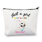 CMNIM Girl Soccer Gifts Just a Girl Who Loves Soccer Makeup Bags Soccer Travel Cosmetic Bag Gift for Soccer Players Fans, Just a Girl Who Loves Soccer Bags, Bag