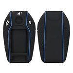 kwmobile Car Key Cover Compatible with BMW Display Car Key Key Cover - Silicone Protective Car Key Fob Case - Black/Blue