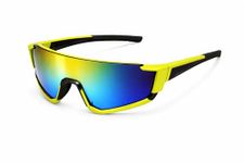 ALNA-TURA Sport Sunglasses for Men & Women UV400 Protection | Cycling Running Driving Goggles | Wraparound Shield Design | Anti-Glare Mirrored Lens | Lightweight Outdoor Sports Eyewear (YELLOW)
