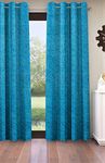 Home Sizzler 1 Piece Velvet Abstract Eyelet Room Darkening Door Curtain - 7 Feet, Aqua