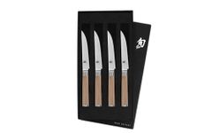 Shun Cutlery Classic Blonde Steak Knife Set, 4.75 Inch Steak Knives, 4 Piece, Razor-Sharp Meat Slicing Knife, Keeps Juices in Steak and Preserves Flavor, Handcrafted Japanese Kitchen Knives