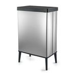 CURVER Verto 54L High Waste Bin, Push Lid, Sleek Design, Easy Assembly, Recycling Friendly, Pearl Silver