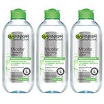 Garnier Micellar Cleansing Water Combination, Oily and Sensitive Skin, Mattifying Face and Eye Make-Up Remover and Cleanser 400 ml Pack of 3 5021044122751