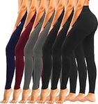 we fleece 7 Pack High Waisted Leggings for Women Tummy Control Soft Workout Yoga Pants