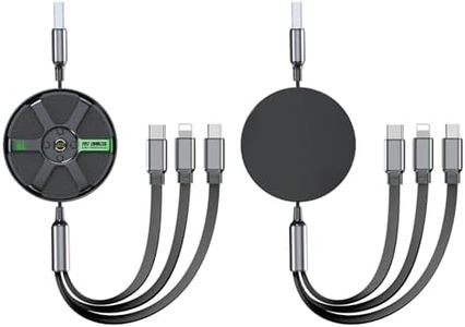 MonkETail Multi Retractable 3.0A Fast Charger Cord, Multiple Charging Cable 3Ft/1M 3-In-1 Usb Charge Cord Compatible With Phone/Type C/Micro Usb For All Android And Ios Smartphones (RET-USB-2)