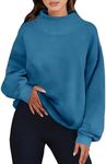 ANRABESS Womens Oversized Sweatshirts Turtleneck Pullover Long Sleeve Hoodies Tops 2024 Fall Fashion Preppy Outfits Blue-S