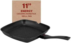 Alva 11" Nori Cast Iron Grill Pan with 2 Handles with Grill Ridges, Cast Iron Pan for Stove Top, Grill, Oven, Induction, and Barbecue Use, Enameled Cookware