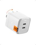 Spigen GaN III 452 45W 2 Ports Compact Foldable Dual USB C Wall Charger PD PPS Fast Charging Block Adapter for iPhone 16 Plus Pro Max 15 14 13 iPad Air Pro Samsung Galaxy S24 S23 Z Flip Fold 6 Pixel 9