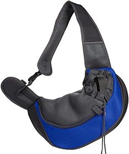 Pet Dog Sling Carrier, Breathable Mesh Portable Travel Safe Pet Sling Shoulder Bag Carrier with Adjustable Non-Slip Shoulder Strap for Small Dogs Cats Puppy (Small, Blue)
