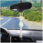 Ziciner Handmade Himalayan Salt Car Rearview Mirror Pendant, Crystal Charm Car Hanging Accessories, Universal Hanging Decor for Women Men (Green)