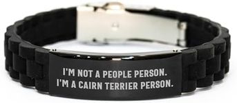 CUCOLUS Cairn Terrier Dog Lovers Funny Quote Glide lock Clasp Black Silver Stainless Steel Silicone Adjustable Christmas Unique Gifts for Cairn Terrier People from You