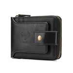 BAIGIO RFID Men Leather Zipper Wallet Zip Around Wallet Bifold Multi Card Holder Purse (Black)