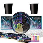 Star Wars Galaxy Of Adventures Party Supplies Pack Serves 16 - 9" Plates Napkins Cups and Table Cover for Boys, Kids, Children - Durable - Star Wars Decorations - Includes Birthday Candles