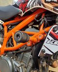 Motoaggrandize Frame Sliders Crash Protectors for KTM Duke 125/200/ 250/390 Heavy Frame Sliders with Brackets [gen 1 and gen2] | Colour: Orange