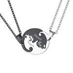 U7 Yin Yang Cat Pendant Necklace 2 Pieces Matching Necklaces For Women Men Best Friend Jewellery