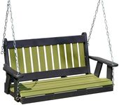 Mission Poly Lumber Wood 5FT Porch Swing Amish Craftsmandship Made in USA HDPE with No Wood fibers 1000 lbs Limit. Stainless Steel Hardware.Signature Design for Patio Outdoor Backyard Garden Park