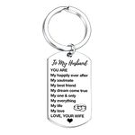 Nfyxcaz Valentine Gifts Husband Birthday Gift Anniversary Keyring For Husband From Wife Christmas Thanksgiving Gift For Husband To My Husband Keychain (To my husband)