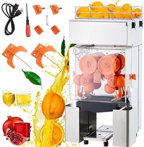 Commercial Juicer Machine, CuisinAid 110V Automatic Feeding Juice Extractor, 120W Orange Squeezer for 20-30 per Minute, with Pull-Out Filter Box SUS 304 Tank PP Cover and Two Peel Collecting Buckets