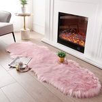 SERISSA Ultra Soft Fluffy Rug Pink Faux Sheepskin Fur Rug Shaggy Couch Cover Furry Carpet for Kids Room Fuzzy Plush Rug for Bedroom Living Room Runner, 2x6 Feet (Sheepskin Shape,Pink)