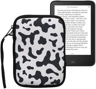 kwmobile Neoprene e-Reader Pouch Size 6" eReader - Universal eBook Sleeve Case with Zipper, Wrist Strap - Black/White