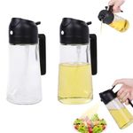 JIANGLAI Glass Olive Oil Sprayer Dispenser Bottle for Kitchen, 2 in 1 Olive Oil Dispenser and Oil Sprayer 16oz/470ml for Cooking, Air Fryer, Salad, Barbecue, 2Pcs (Black)