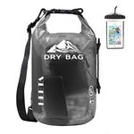 HEETA Waterproof Dry Bag for Women Men, Roll Top Lightweight Dry Storage Bag Backpack with Phone Case for Travel, Swimming, Boating, Kayaking, Camping and Beach, Transparent Black 5L