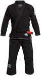 FUJI Suparaito BJJ GI and Martial Arts Uniform - Brazilian Jiu Jitsu Gi With Pearl Weave Jacket, Black, Size A4