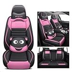 JielinKar Cartoon Bear Seat Cover 5-Seater Full Leather Waterproof Car Seat Covers Full Set Leather Automotive Vehicle Cushion Cover for Cars SUV Pick-up Truck Universal Fit Set (Pink)