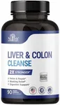 Nutreb Liver Detox & Colon Cleanse - 2X Stronger Cleanse - Liver Cleanse Detox & Repair - Colon Cleanser & Detox - Premium Liver Support Supplement - Men & Women - Vegan 90 Capsules