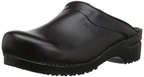 Sanita | Sonja PU Mule Clog | Original Handmade Flexible Leather Clog for Women | Anatomical Shaped Footbed with Soft Foam | Black | 9 UK