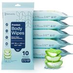 60 XL Shower Wipes – Body Wipes for Adults Bathing No Rinse – 6 Packs of 10 – Extra Moist Bath with Aloe & Vitamin E for Camping, Travel, Gym & Bedridden Care