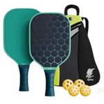 Lifelong Pickleball Paddle Set|Carbon Fiber T700 Surface|16 Mm Thickness|4 Pickleball Balls & Paddle Cover Bag|Cushion Comfort Handle Grip|Durable|Outdoor Game for Kids & Adults, Multicolor
