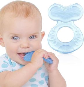 Nuby Silicone Teethe-EEZ Teether with Bristles, Includes Hygienic Case, Blue