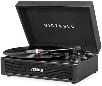 Victrola Parker Bluetooth Suitcase Record Player with 3-speed Turntable, Black