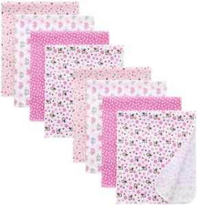 Gina Era Cotton Flannel Receiving Blankets Baby 8 Pcs, Baby Swaddle Blankets, Baby Flannel Blanket 30 X 30 Inch for Boy Girl (Style-9)