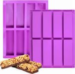 Skytail 1 Pcs 8 Cavity Large Rectangle Granola Bar Silicone Mold/Nutrition/Cereal/Protein/Energy/Bar Molds Maker for Chocolate Truffles Ganache Bread Brownie Cornbread Cheesecake Pudding Butter Mould