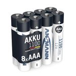 ANSMANN AAA Rechargeable Batteries 1100mAh high-capacity high-rate rechargeable NiMH AAA Battery for flashlight etc. (8-Pack)