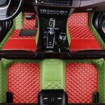 Huing Customize All-Weather Protection Luxury Leather Floor Mats for Cars, SUVs, and Trucks According to Automotive Model (Red wiht Green)